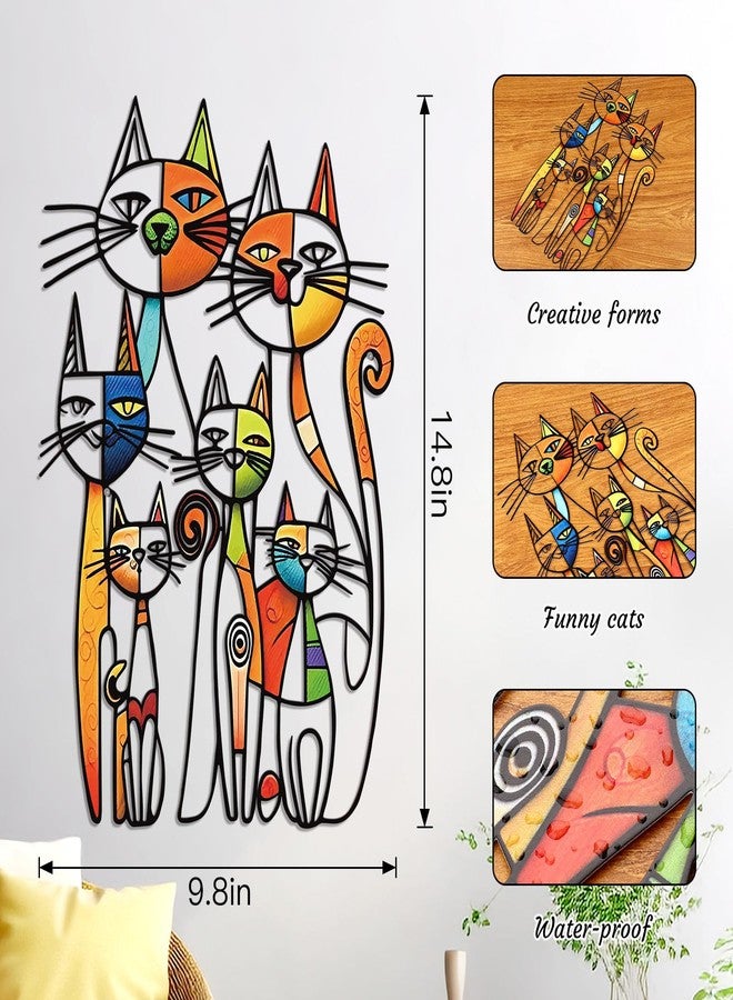 KOYILTD Mid Century Cat Wall Art Colorful Metal Wall Sculpture Mid Century Modern Wall Decoration Retro Unique Cat Wall Decoration for Home Living Room Bathroom Bedroom Kitchen (Retro, Medium) - Image 3